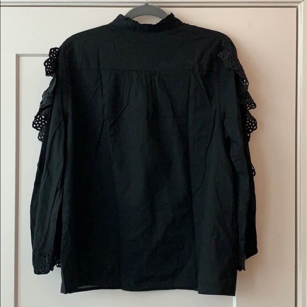 J.Crew Ruffle-Sleeve Top with Embroidered Eyelet - Picture 3 of 4
